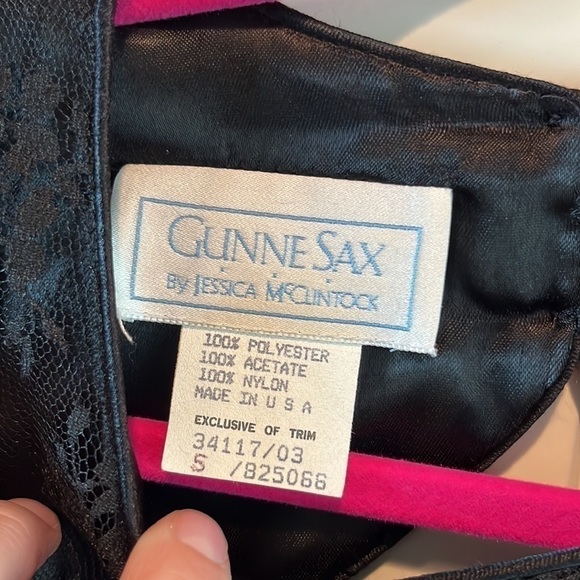 JESSICA McClintock Gunne Sax Whimsigoth black lace dress large bow open back S - Picture 10 of 17